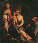 CORNELISZ VAN OOSTSANEN, Jacob The Rest on the Flight to Egypt with Saint Francis dfb oil painting